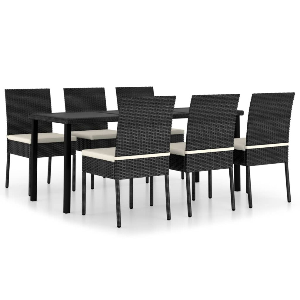 (black, 180 cm table length/ 7 piece) vidaXL Outdoor Dining Set with Cushions 3/5/7/9 Piece Black/Grey Multi Sizes