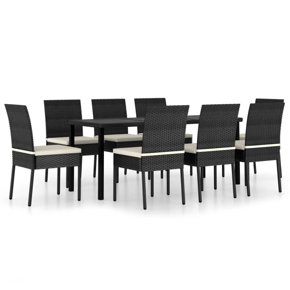 (black, 180 cm table length/ 9 piece) vidaXL Outdoor Dining Set with Cushions 3/5/7/9 Piece Black/Grey Multi Sizes