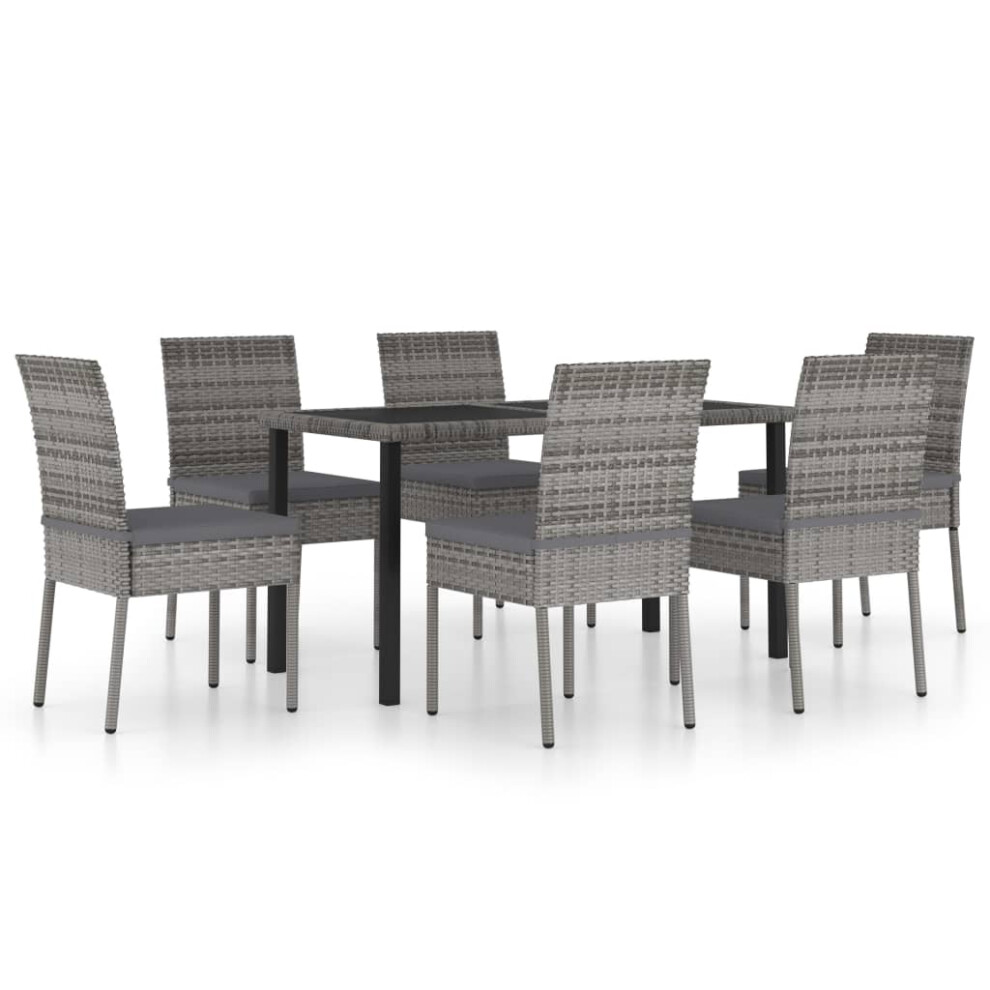 (grey, 140 cm table length/ 7 piece) vidaXL Outdoor Dining Set with Cushions 3/5/7/9 Piece Black/Grey Multi Sizes