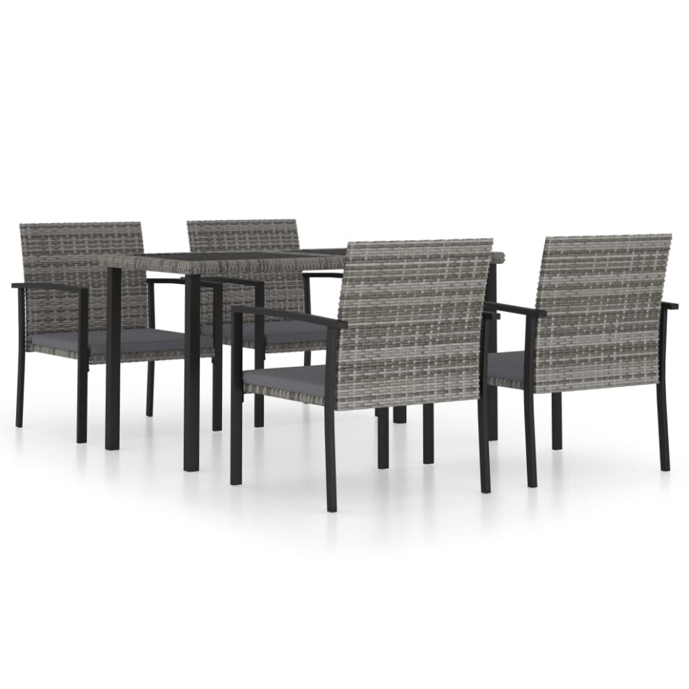 (grey, 140 cm table length/ 5 piece) vidaXL Outdoor Dining Set Poly Rattan 3/5/7/9 Piece Black/Grey Multi Sizes