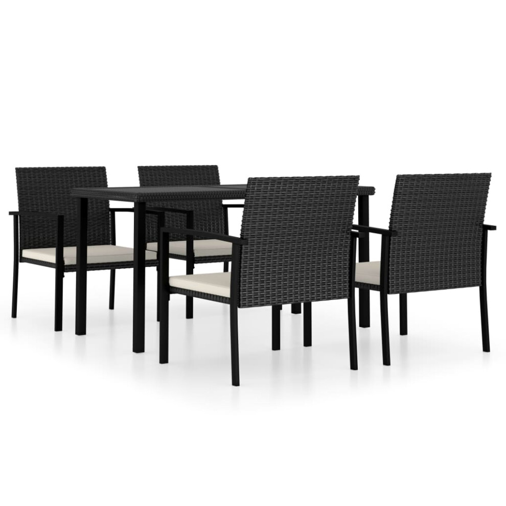 (black, 140 cm table length/ 5 piece) vidaXL Outdoor Dining Set Poly Rattan 3/5/7/9 Piece Black/Grey Multi Sizes