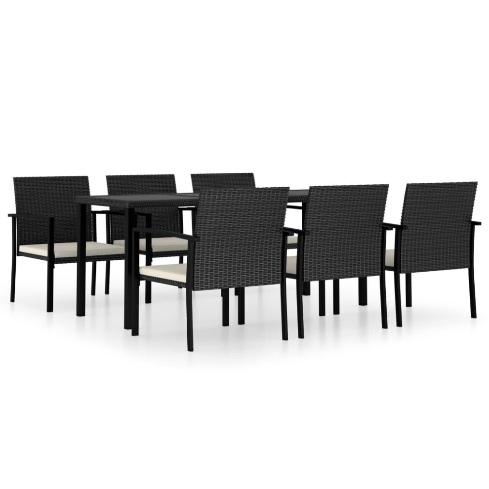 (black, 180 cm table length/ 7 piece) vidaXL Outdoor Dining Set Poly Rattan 3/5/7/9 Piece Black/Grey Multi Sizes