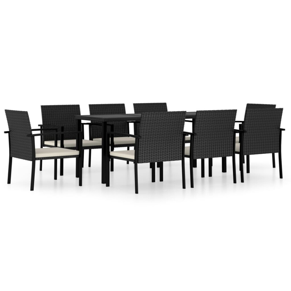 (black, 180 cm table length/ 9 piece) vidaXL Outdoor Dining Set Poly Rattan 3/5/7/9 Piece Black/Grey Multi Sizes