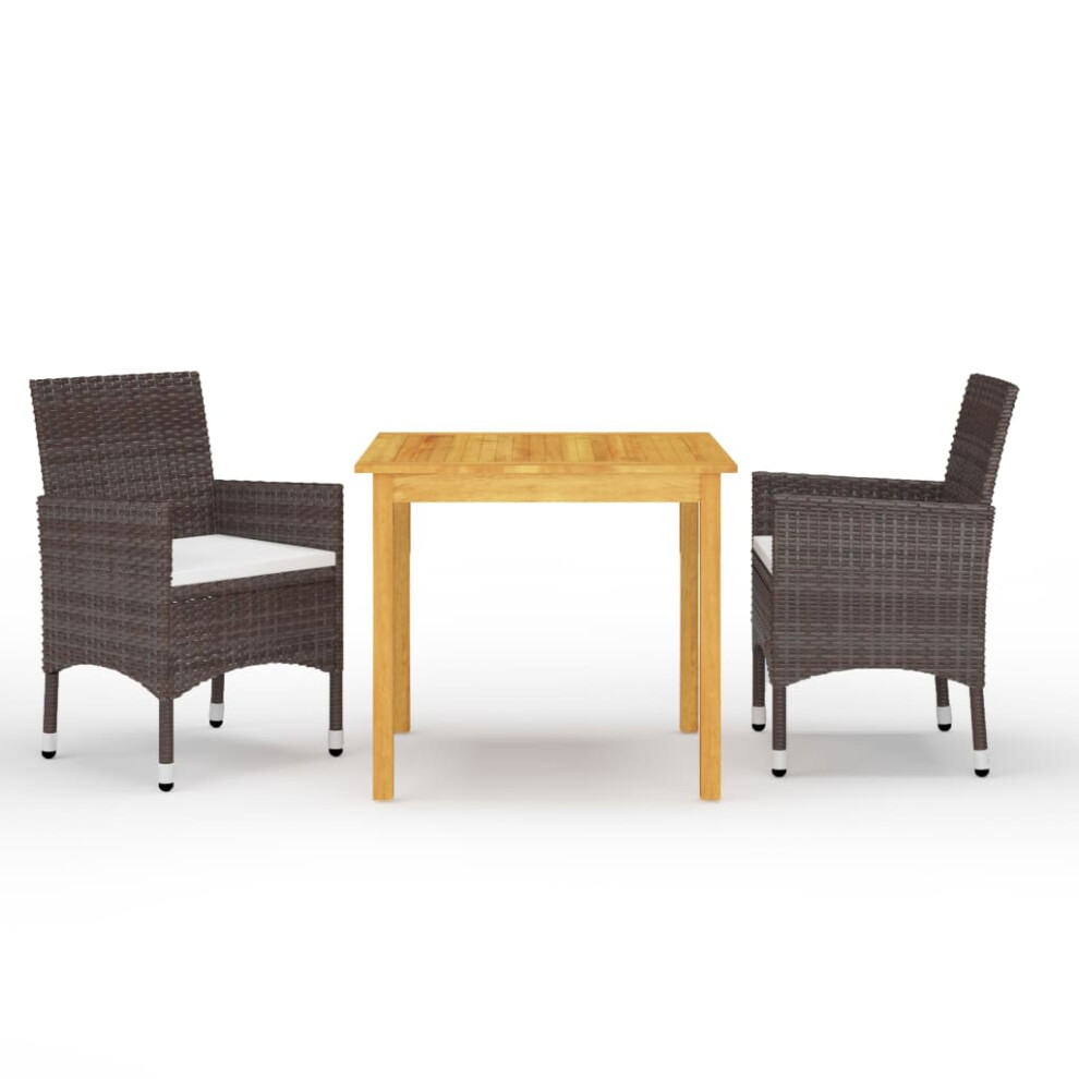 Vidaxl (Brown, 85 Cm Table Length/ 3 Piece) Garden Dining Set With Cushions Black|Brown Multi Sizes 3/5/7/9 Piece