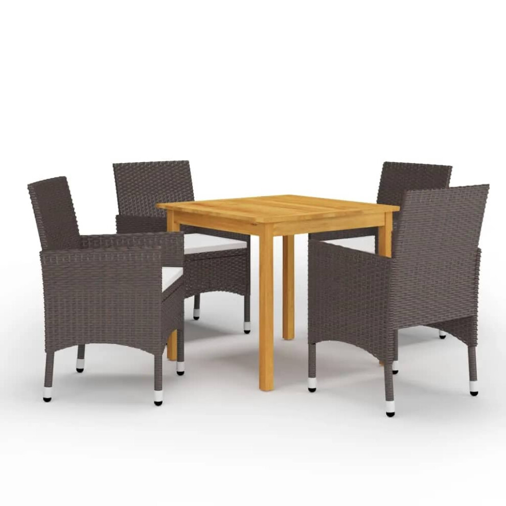 Vidaxl (Brown, 85 Cm Table Length/ 5 Piece) Garden Dining Set With Cushions Black|Brown Multi Sizes 3/5/7/9 Piece