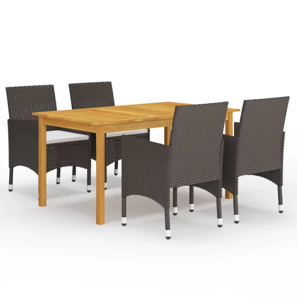 Vidaxl Brown (, 150 Cm Table Length/ 5 Piece) Garden Dining Set With Cushions Black| Multi Sizes 3/5/7/9 Piece