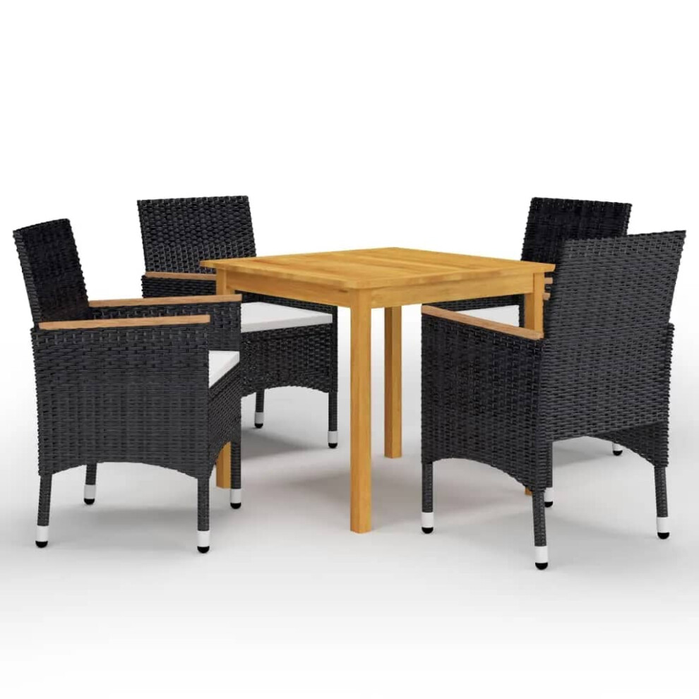 Vidaxl (Black, 85 Cm Table Length/ 5 Piece) Garden Dining Set With Cushions Black|Brown Multi Sizes 3/5/7/9 Piece