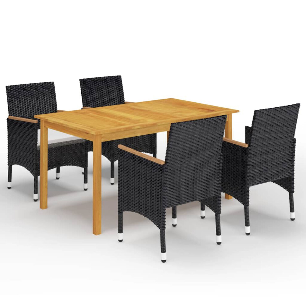 Vidaxl Black (, 150 Cm Table Length/ 5 Piece) Garden Dining Set With Cushions |Brown Multi Sizes 3/5/7/9 Piece