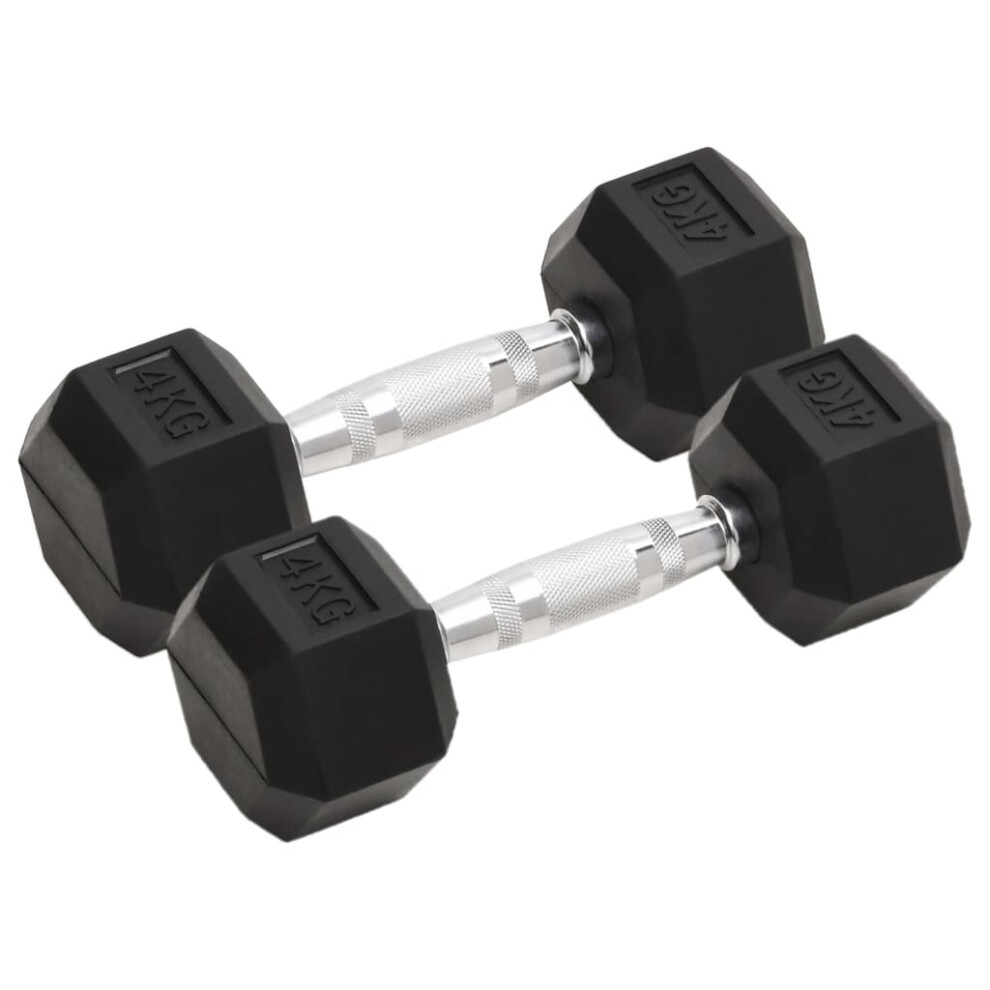 (2x 4 kg) vidaXL Dumbbell Cast Iron Hex Dumbbell Free Weight Plate Fitness Multi Models