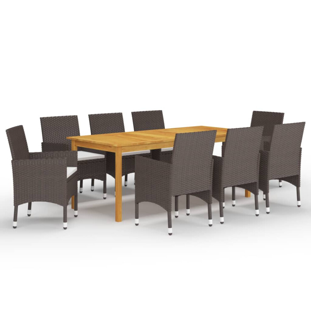 Vidaxl (Brown, 200 Cm Table Length/ 9 Piece) Garden Dining Set With Cushions Black|Brown Multi Sizes 3/5/7/9 Piece