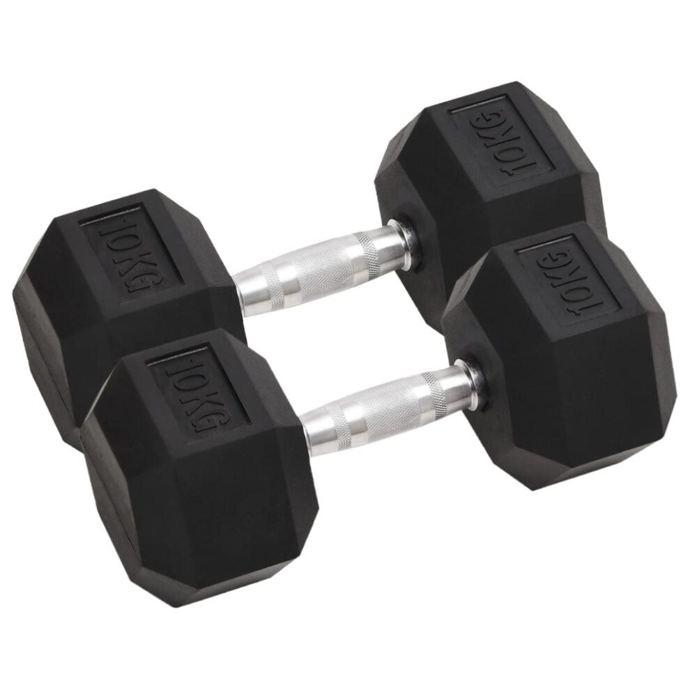 (2x 10 kg) vidaXL Dumbbell Cast Iron Hex Dumbbell Free Weight Plate Fitness Multi Models