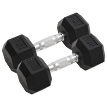 (2x 8 kg) vidaXL Dumbbell Cast Iron Hex Dumbbell Free Weight Plate Fitness Multi Models