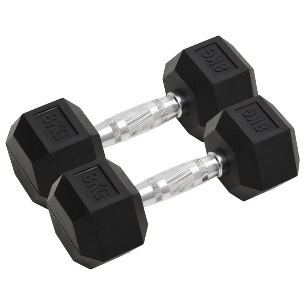 Vidaxl (2X 8 Kg) Dumbbell Cast Iron Hex Dumbbell Free Weight Plate Fitness Multi Models