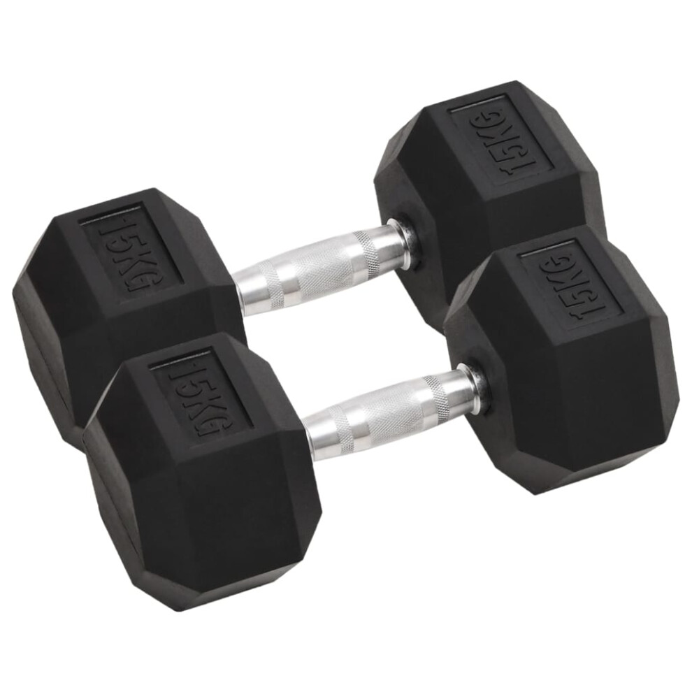 (2x 15 kg) vidaXL Dumbbell Cast Iron Hex Dumbbell Free Weight Plate Fitness Multi Models