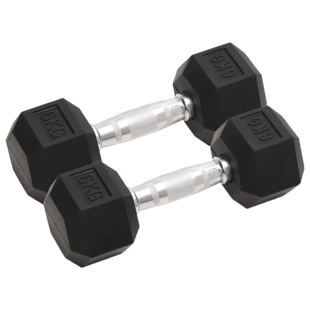 (2x 6 kg) vidaXL Dumbbell Cast Iron Hex Dumbbell Free Weight Plate Fitness Multi Models