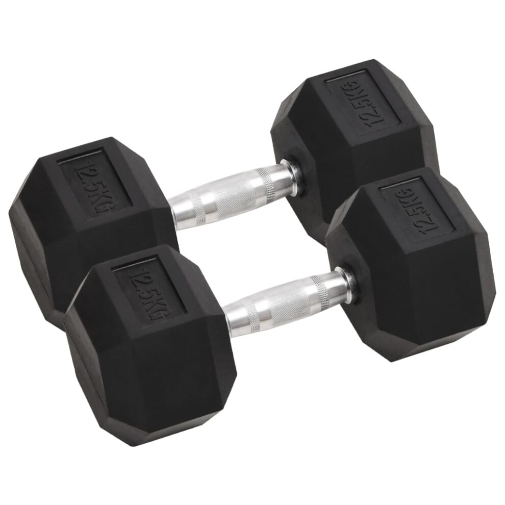 (2x 12.5 kg) vidaXL Dumbbell Cast Iron Hex Dumbbell Free Weight Plate Fitness Multi Models