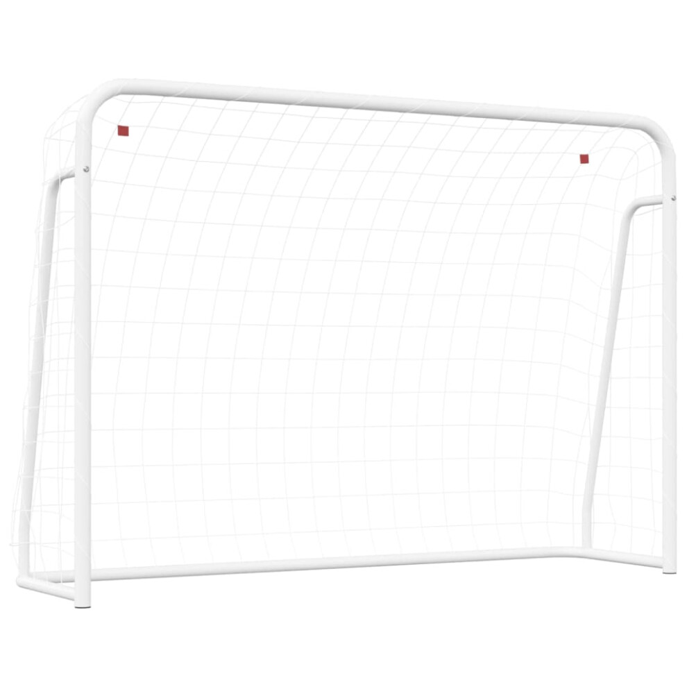 (214 X 75 X 152 cm) vidaXL Football Goal With Net White Steel Outdoor Soccer Training Equipment