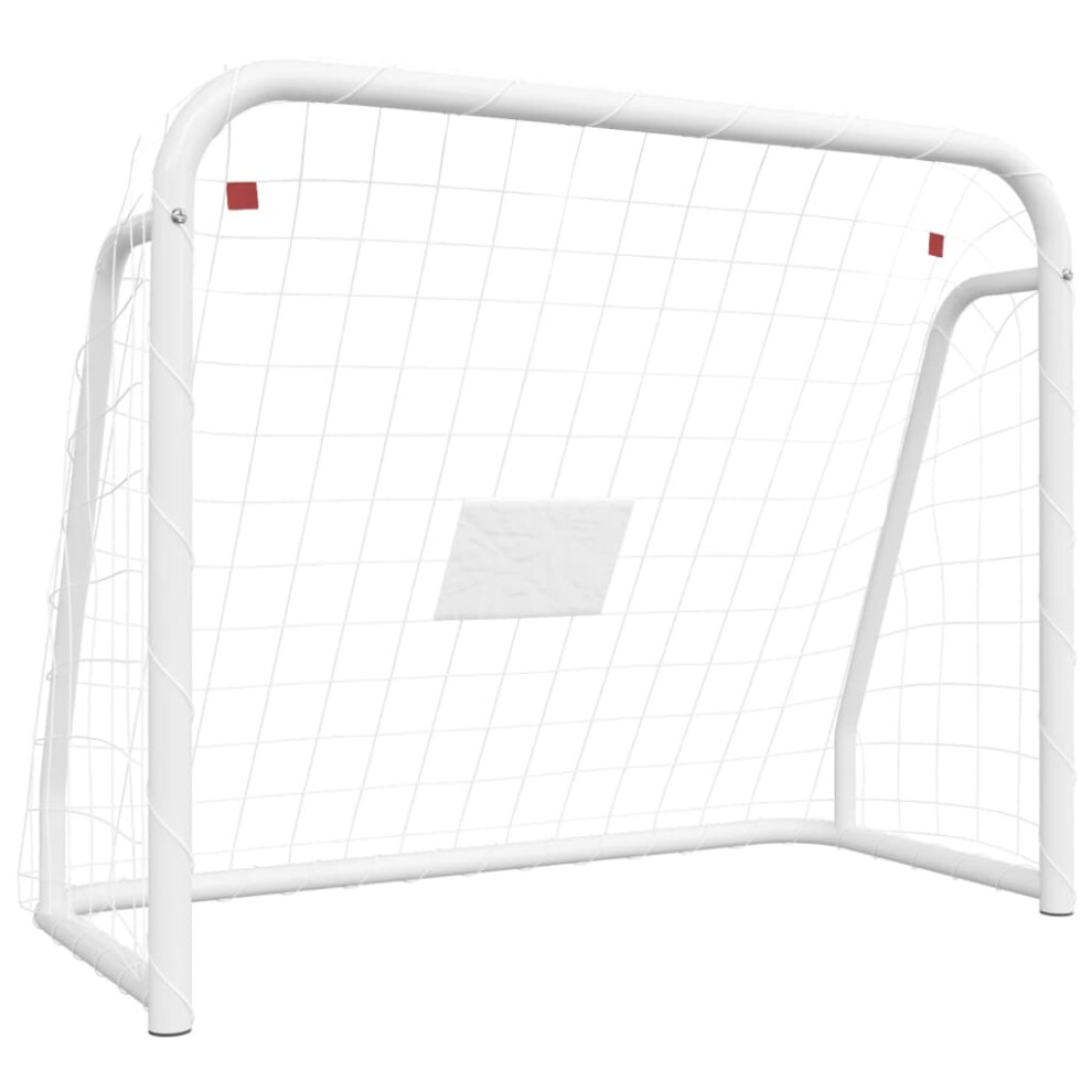 (125 x 96 x 60 cm) vidaXL Football Goal with Net White Steel Outdoor Soccer Training Equipment