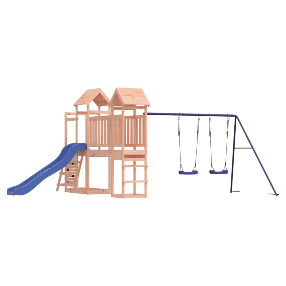 (solid douglas wood) vidaXL Playhouse Play Frame with Slide Swings Rockwall Kids Solid Wood Pine