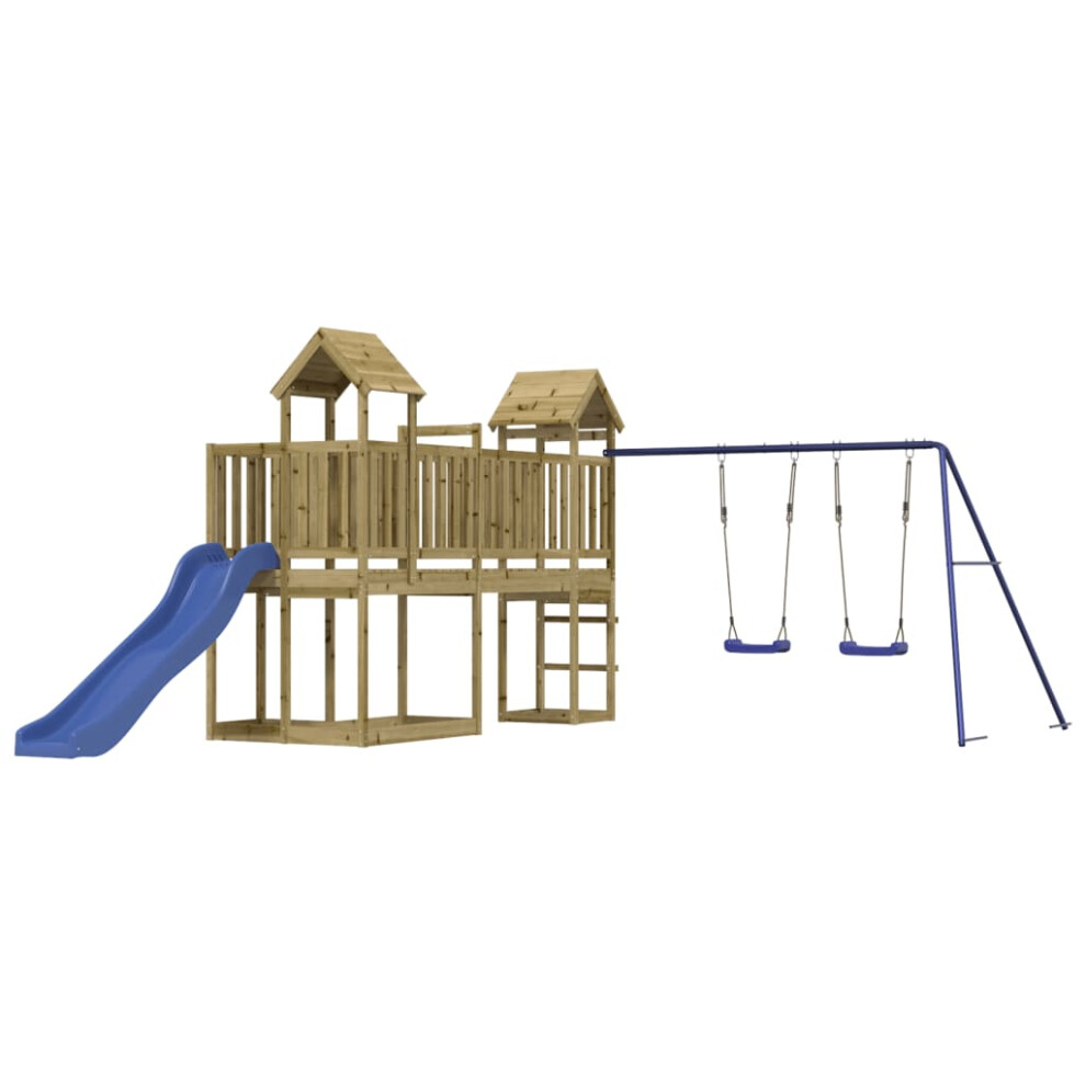 (solid impregnated pinewood) vidaXL Outdoor Playset Wooden Playground Set Kids Swing Set Solid Wood Pine