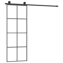 (4x2 grids, 76 x 205 cm) vidaXL Sliding Door with Hardware Set Multi Sizes 3 Horizontal Bars/4x2 Grids