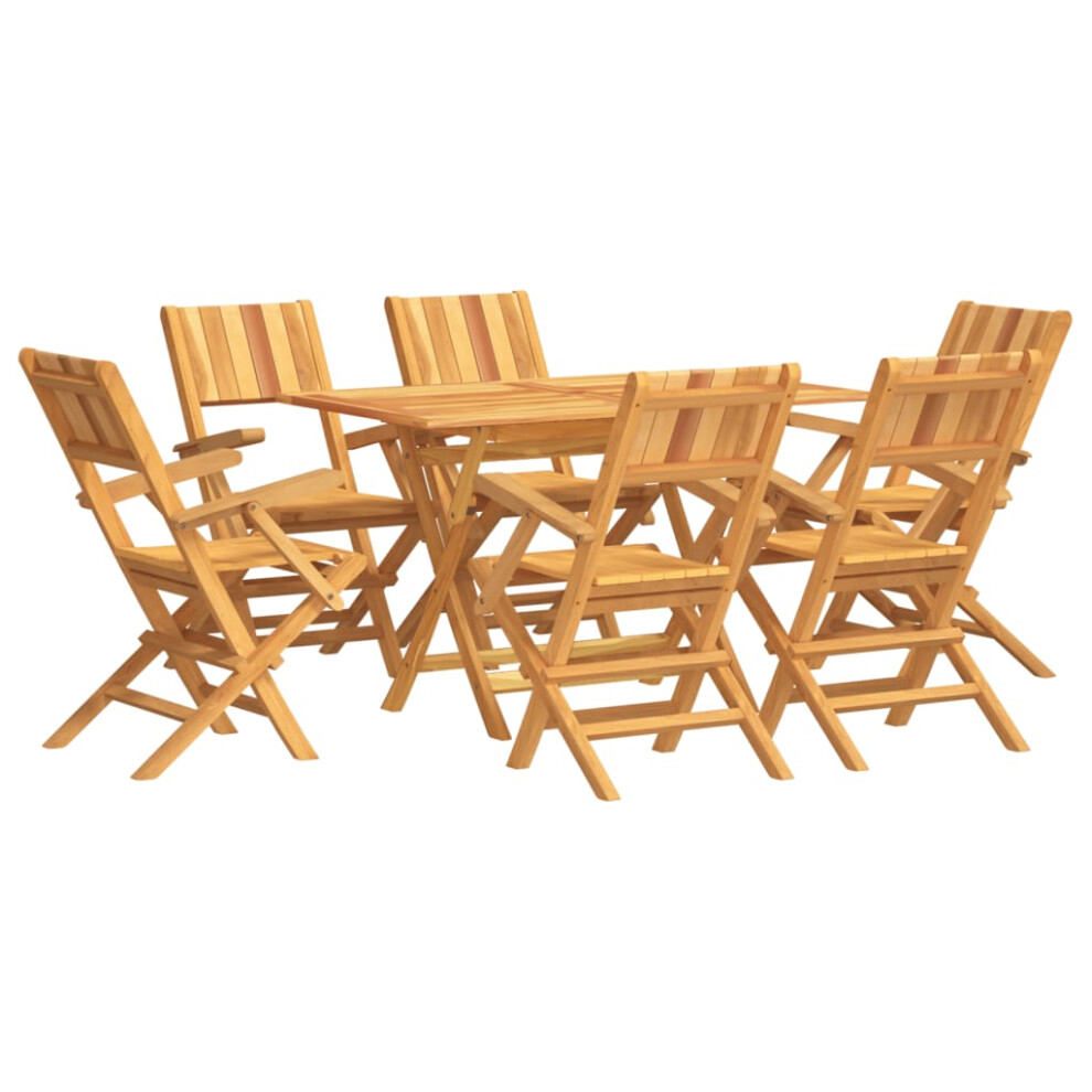 Vidaxl (With Armrest, 7 Piece) Garden Dining Set Dinner Set Patio Seating 7 Piece Solid Wood Teak