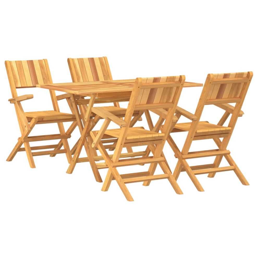 Vidaxl (With Armrest, 5 Piece) Garden Dining Set Dinner Set Patio Seating 7 Piece Solid Wood Teak