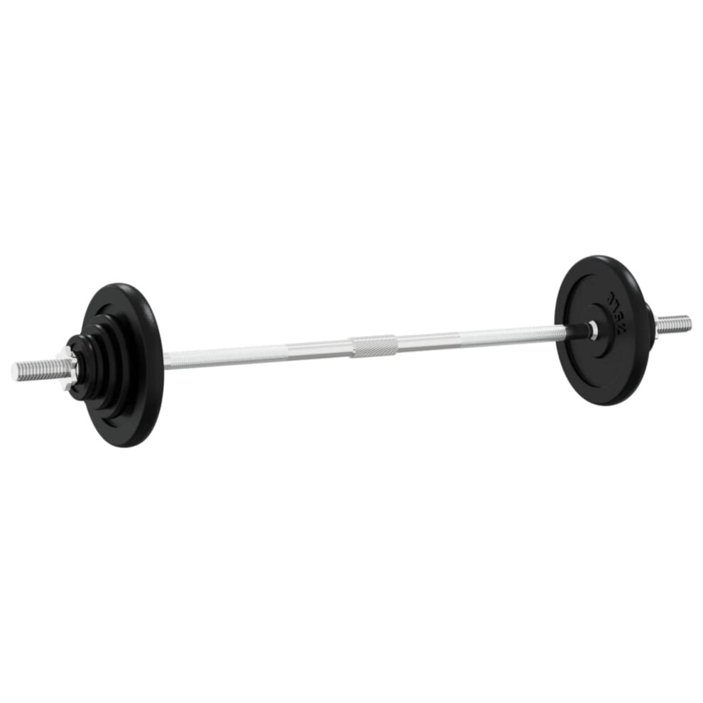 (2x 7.5 kg + 2x 2 kg + 2x 1 kg + 4x 0.5 kg + 2x 10 kg + 2x 5 kg, 120 cm) vidaXL Barbell and Dumbbell with Plates Weight Plate Set Free Weight Cast Iro