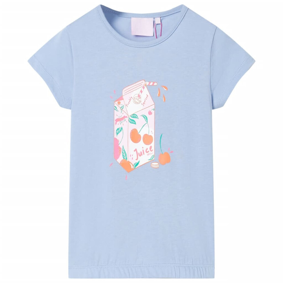 Vidaxl (116 (5-6Y)) Kids' T-Shirt Short Sleeves Children's Shirt Tee Toddler Top Clothes Blue