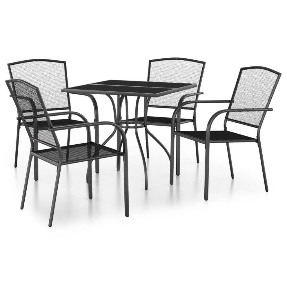 (80 cm table length/ 5 piece) vidaXL Garden Dining Set Outdoor Table and Chair Armchairs Anthracite Steel