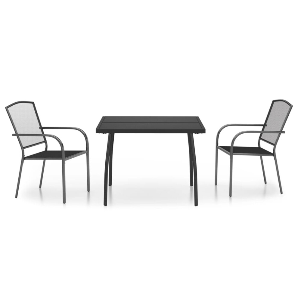 (100 cm table length/ 3 piece) vidaXL Garden Dining Set Outdoor Table and Chair Armchairs Anthracite Steel