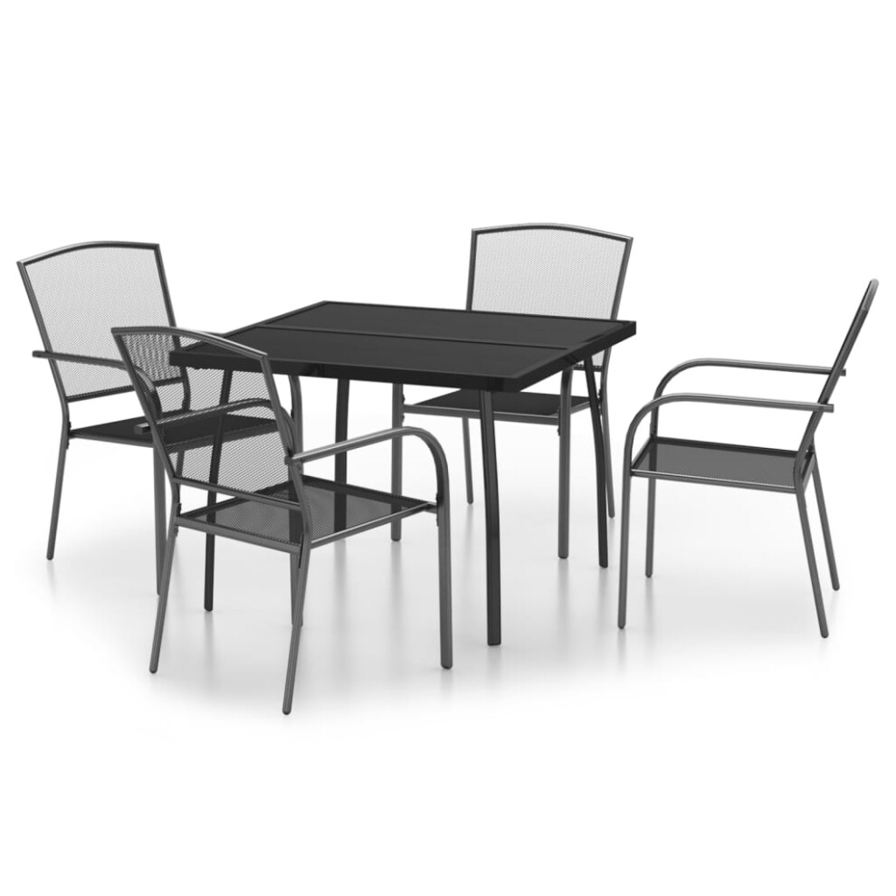 (100 cm table length/ 5 piece) vidaXL Garden Dining Set Outdoor Table and Chair Armchairs Anthracite Steel