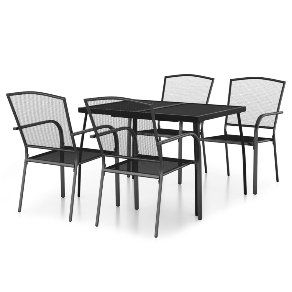 Vidaxl (110 Cm Table Length/ 5 Piece) Garden Dining Set Outdoor Table And Chair Armchairs Anthracite Steel