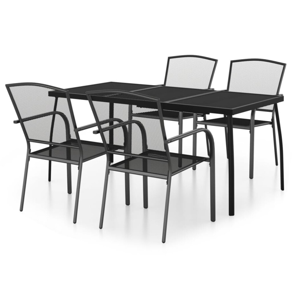 Vidaxl (165 Cm Table Length/ 5 Piece) Garden Dining Set Outdoor Table And Chair Armchairs Anthracite Steel