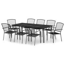 (200 cm table length/ 9 piece) vidaXL Garden Dining Set Outdoor Table and Chair Armchairs Anthracite Steel