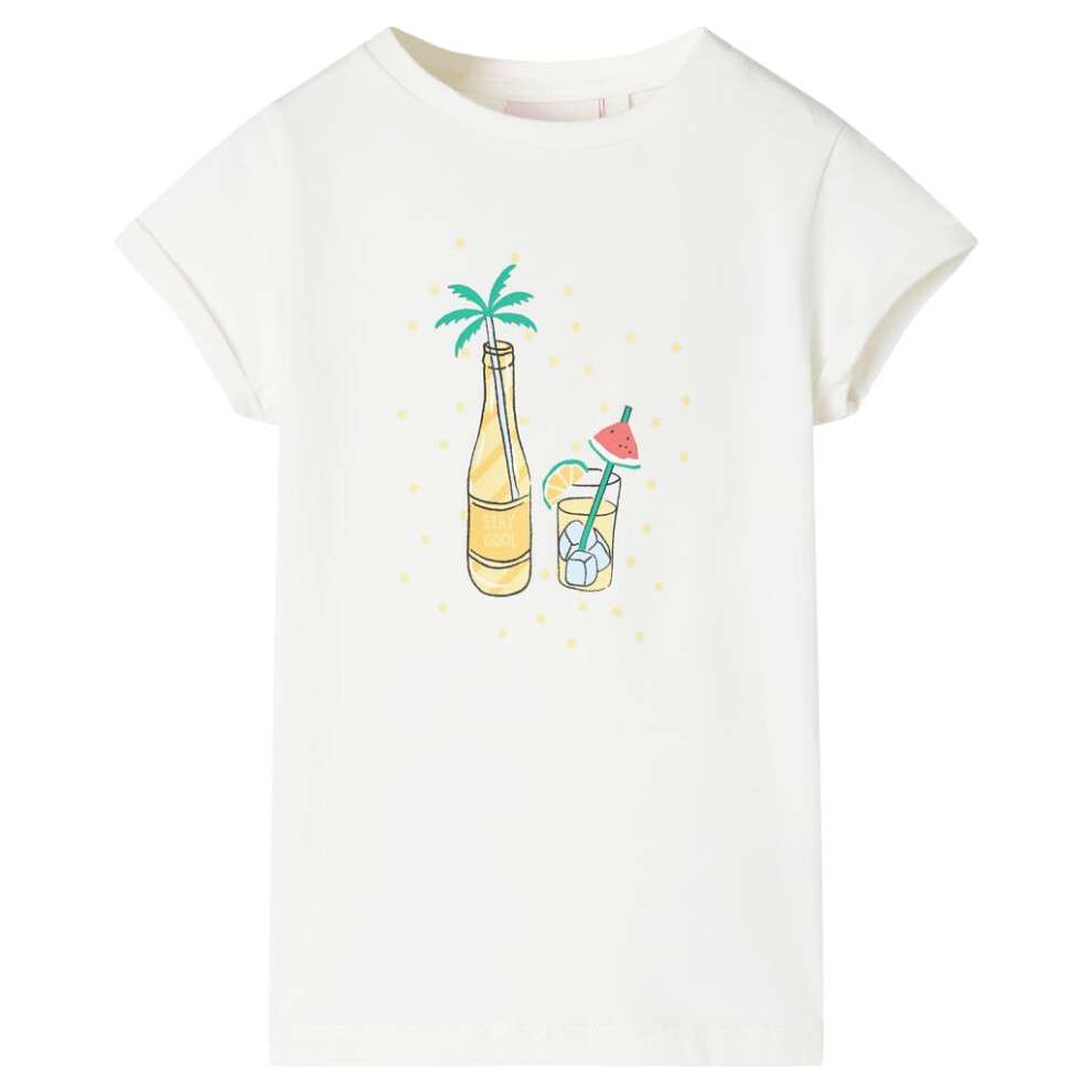 Vidaxl (128 (7-8Y)) Kids' T-Shirt Short Sleeves Tee Children's T Shirt Toddler Kids' Top Ecru 140