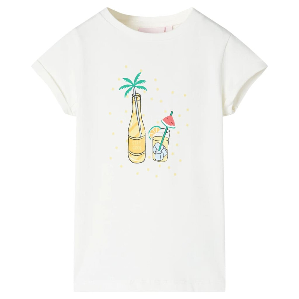 Vidaxl (104 (3-4Y)) Kids' T-Shirt Short Sleeves Tee Children's T Shirt Toddler Kids' Top Ecru 140
