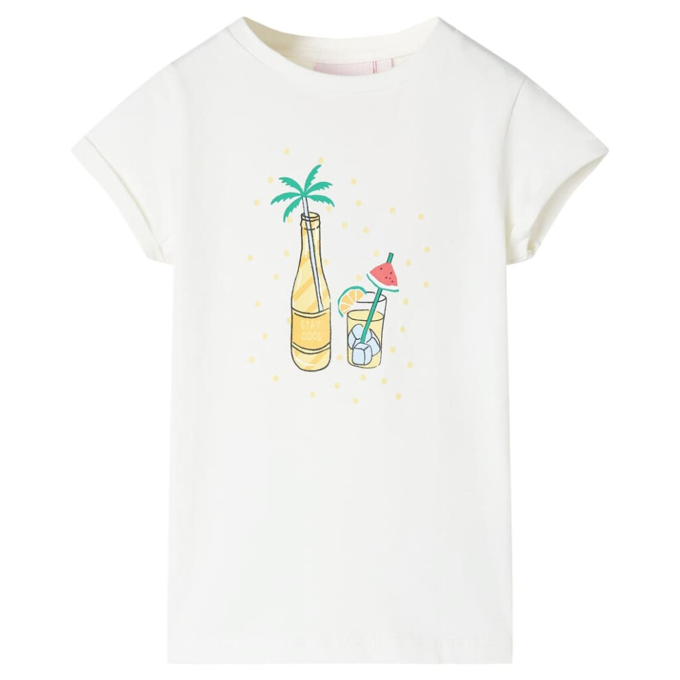 Vidaxl (116 (5-6Y)) Kids' T-Shirt Short Sleeves Tee Children's T Shirt Toddler Kids' Top Ecru 140 Not,Specified
