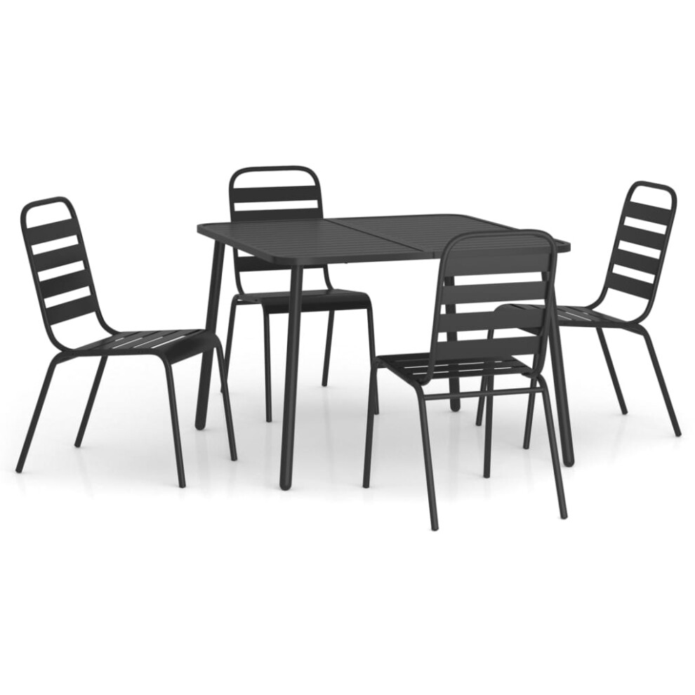 (100 cm table length/ 5 piece) vidaXL Garden Dining Set Outdoor Dining Table and Chairs Anthracite Steel