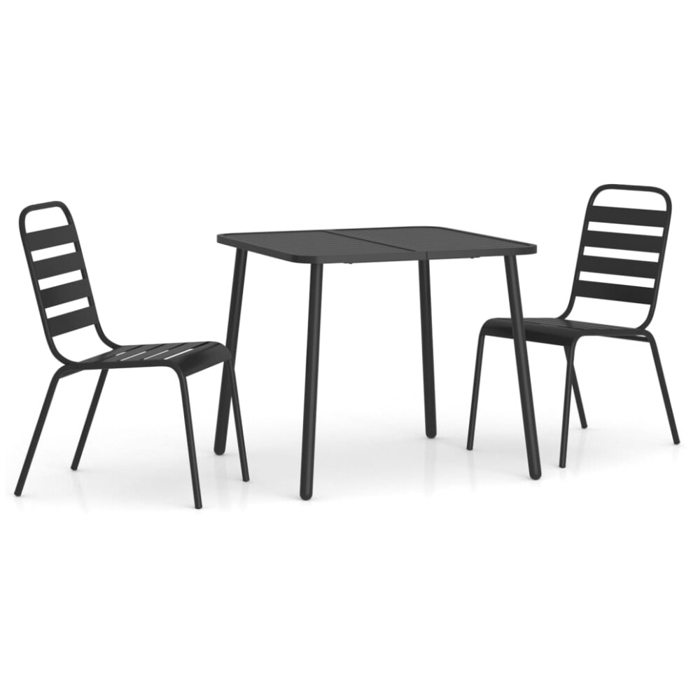 (80 cm table length/ 3 piece) vidaXL Garden Dining Set Outdoor Dining Table and Chairs Anthracite Steel