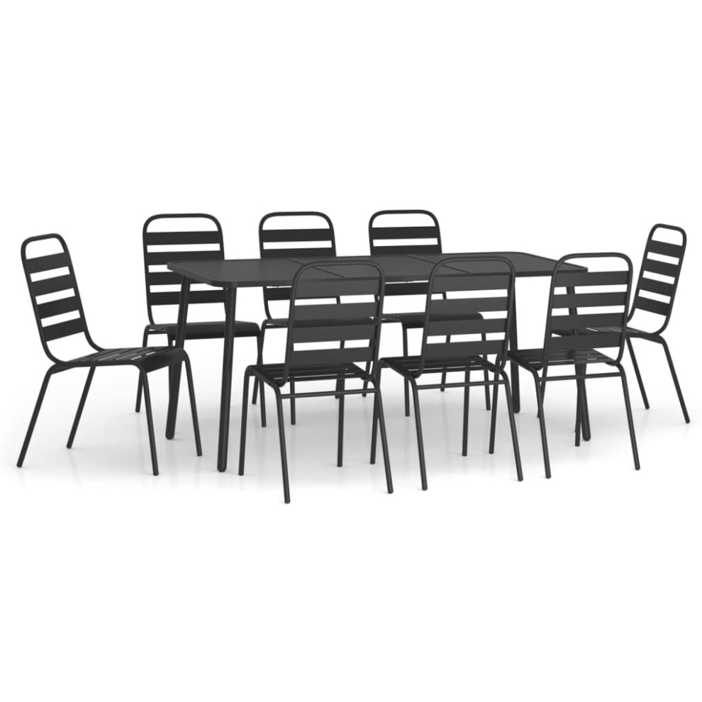 Vidaxl (165 Cm Table Length/ 9 Piece) Garden Dining Set Outdoor Dining Table And Chairs Anthracite Steel