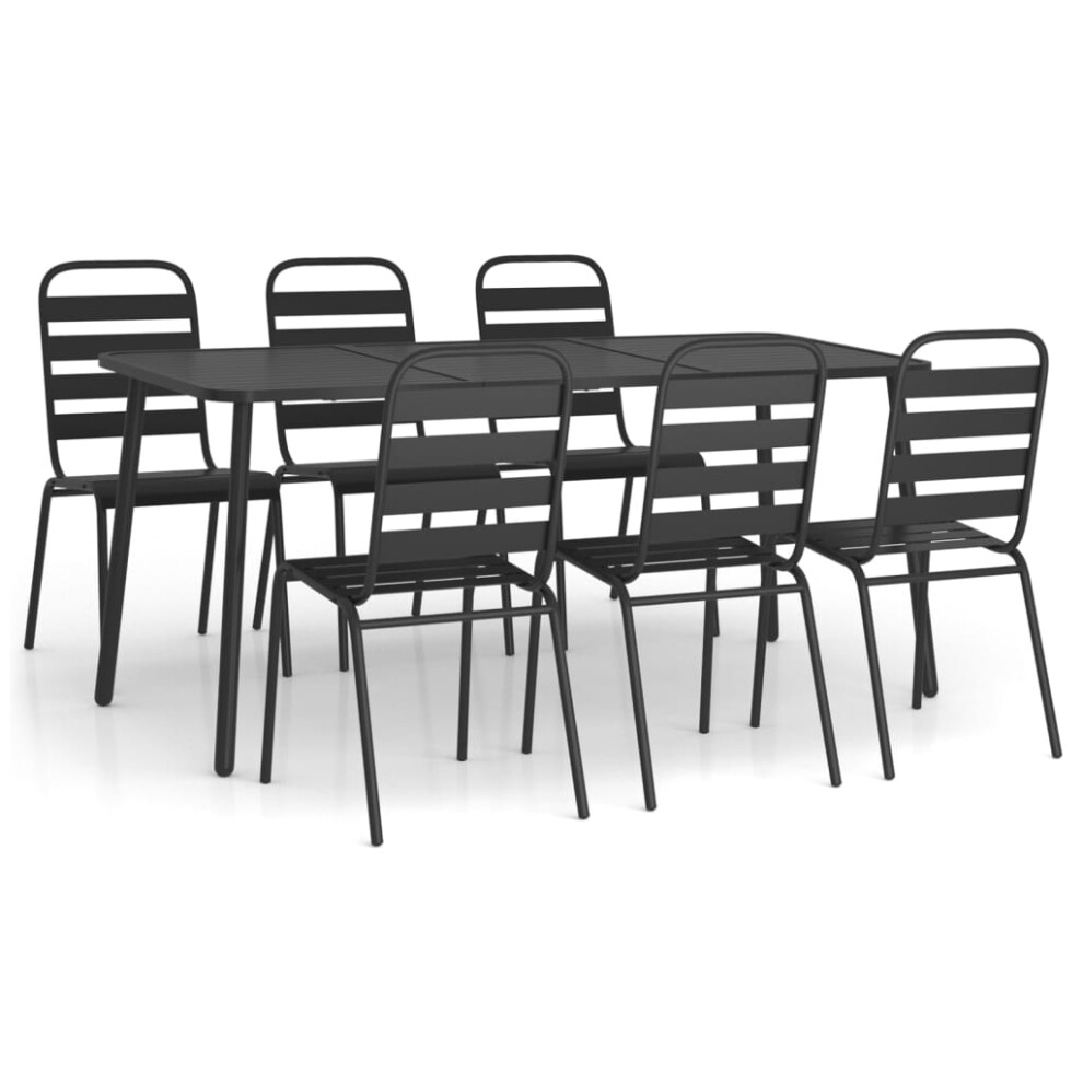 Vidaxl (165 Cm Table Length/ 7 Piece) Garden Dining Set Outdoor Dining Table And Chairs Anthracite Steel