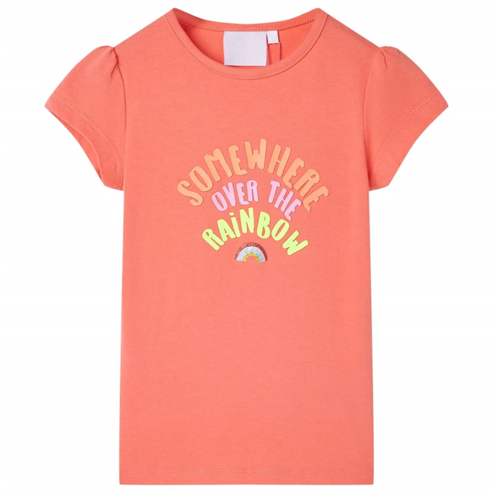 (coral, 104 (3-4y)) Kids' T-shirt Short Sleeves Tee Children's T Shirt Toddler Clothes Kids' Top