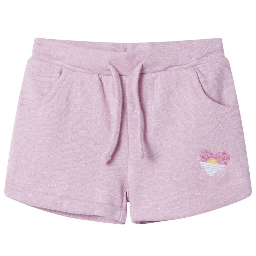 (lila, 116 (5-6y)) Kids' Shorts with Drawstring Children's Pants Kids Elasticated Waist Shorts