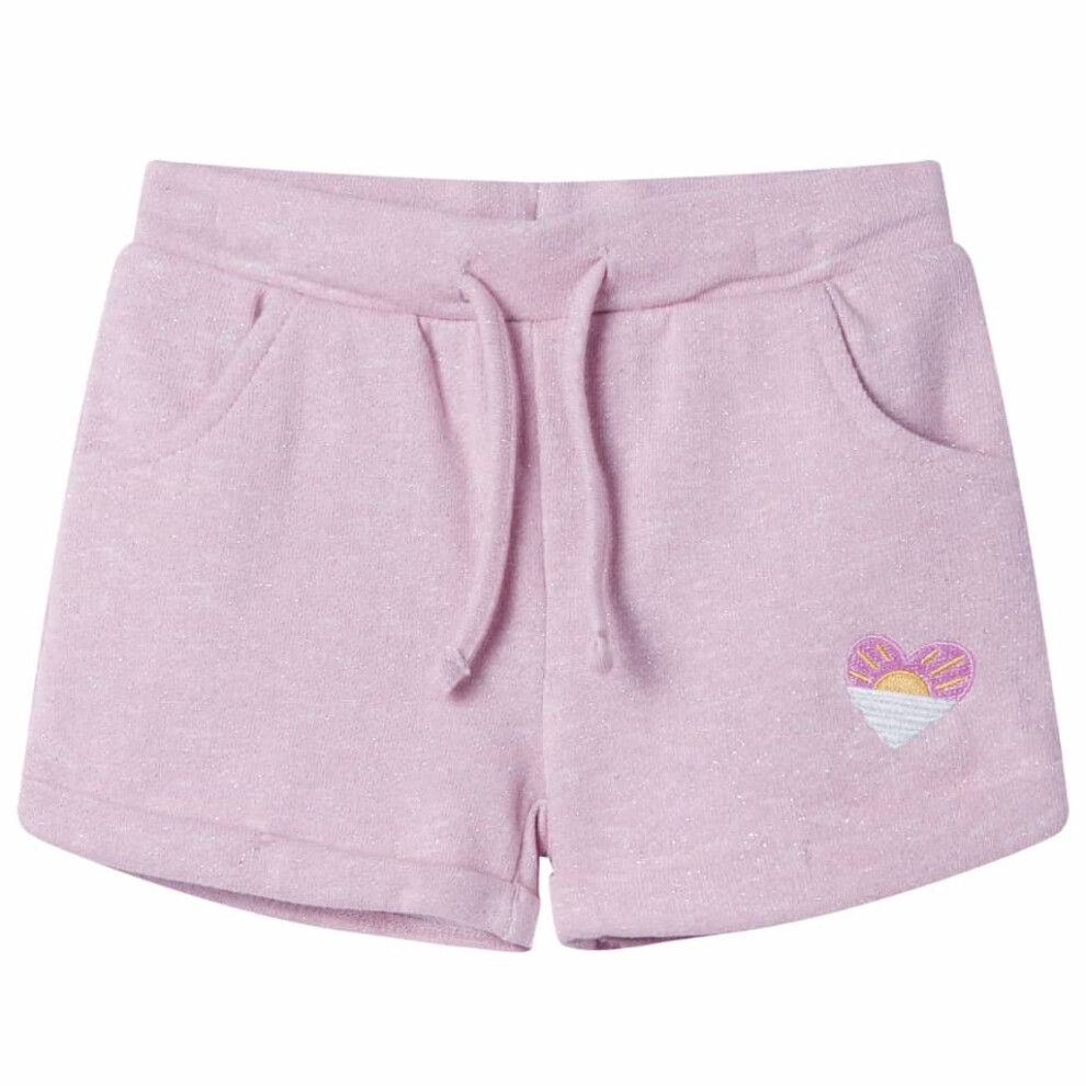 (lila, 128 (7-8y)) Kids' Shorts With Drawstring Children's Pants Kids Elasticated Waist Shorts