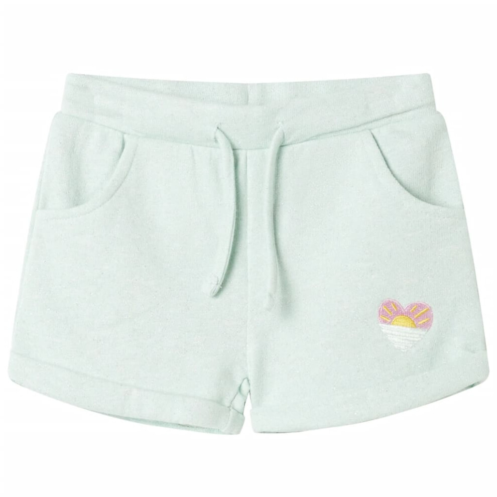 (mint, 140 (9-10y)) Kids' Shorts with Drawstring Children's Pants Kids Elasticated Waist Shorts