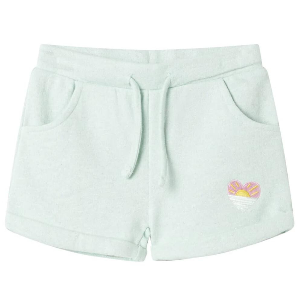 Vidaxl (Mint, 128 (7-8Y)) Kids' Shorts With Drawstring Children's Pants Kids Elasticated Waist Shorts