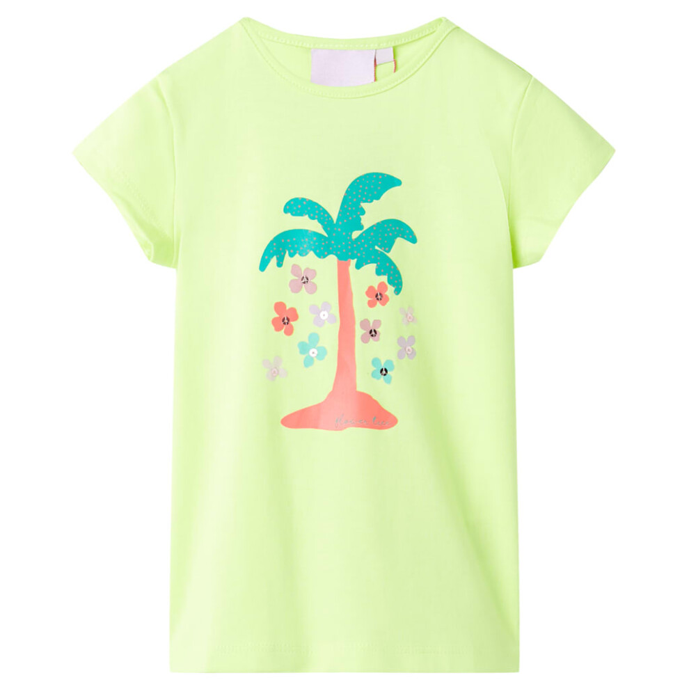 (yellow, 92 (1.5-2y)) Kids' T-shirt Short Sleeves Children's Shirt Tee Top Clothes Fluo Yellow 92