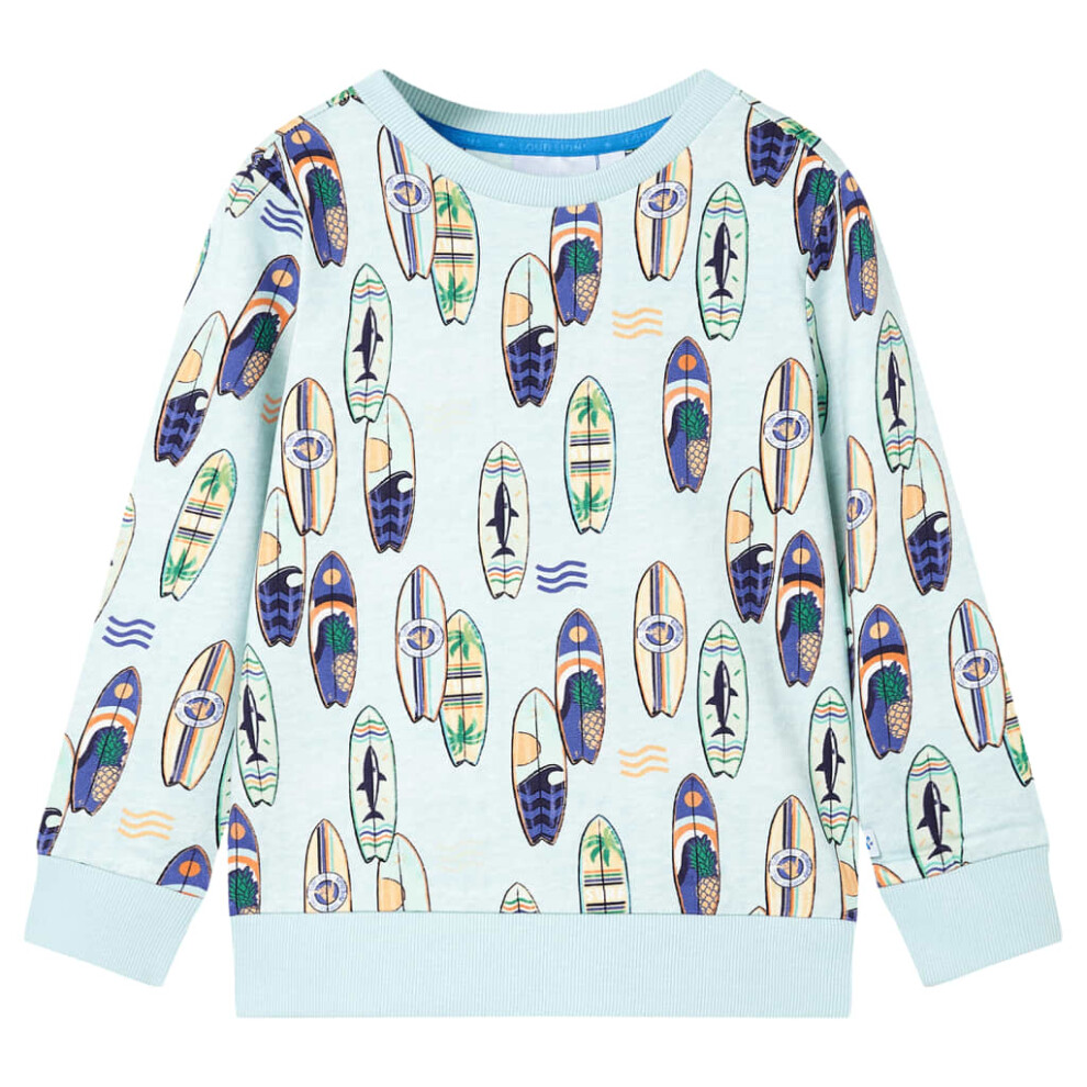 (140 (9-10y)) Kids' Sweatshirt Children's Long Sleeves Pullover Kids' Top Soft Blue Melange