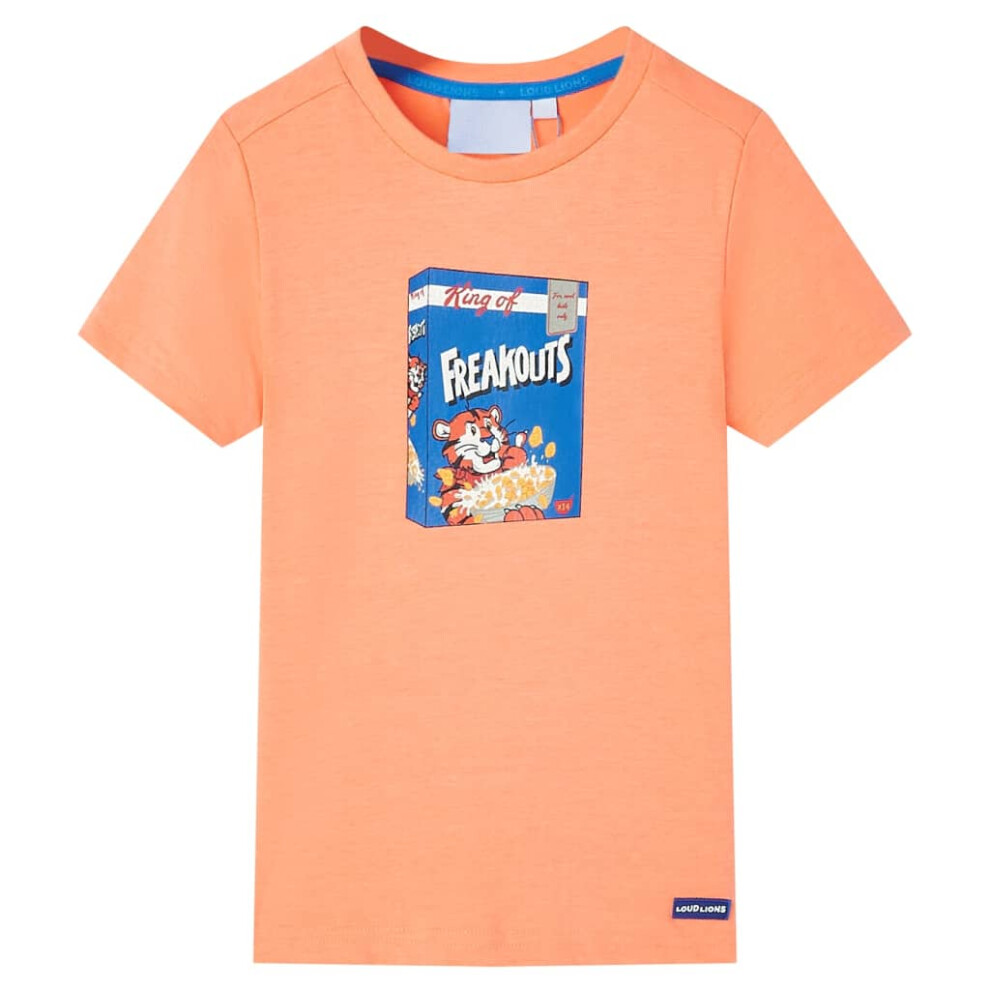 (104 (3-4y)) Kids' T-shirt with Short Sleeves Tee Toddler Children T Shirt Neon Orange